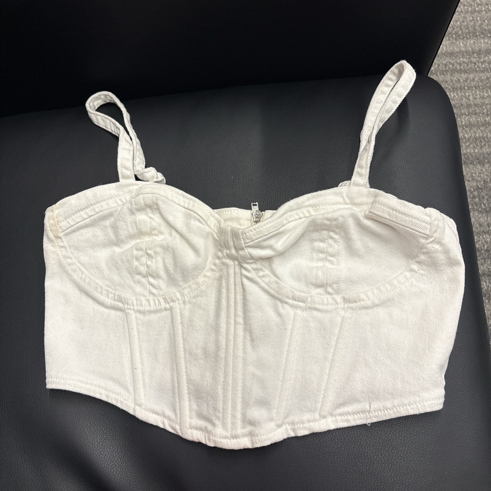 Zara White Bustier Crop Top